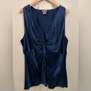 Ann Taylor navy satin blouse